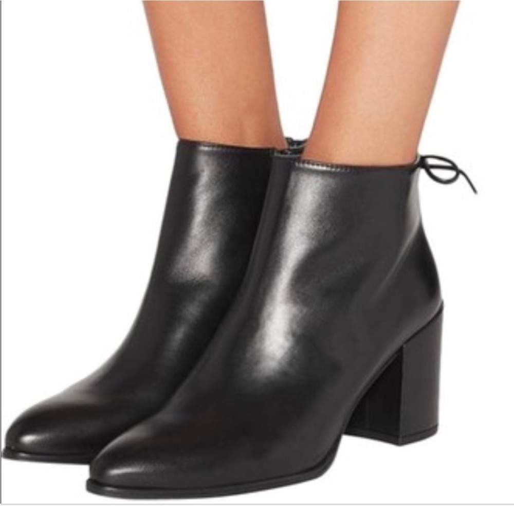Stuart Weitzman Sleek Black Leather Booties
